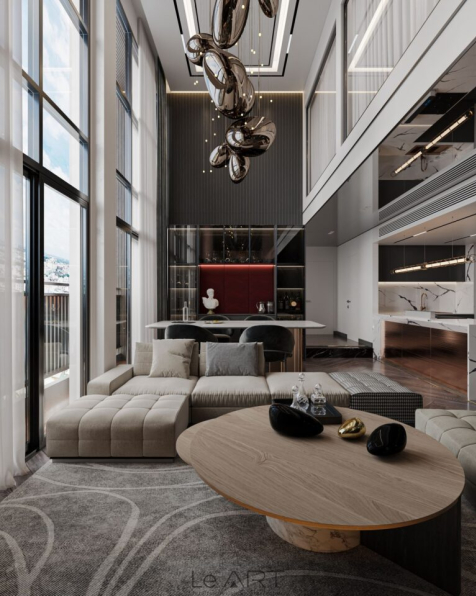 L-Hoang Tin - Free 3D Living Room - Workroom Interior Model Download 