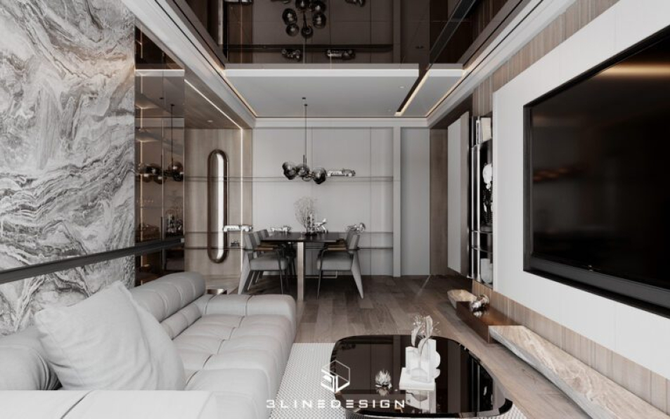 Ninh - 3D Living Room - Kitchen Interior Model Download