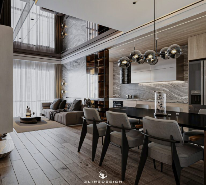 Ninh - 3D Living Room - Kitchen Interior Model Download