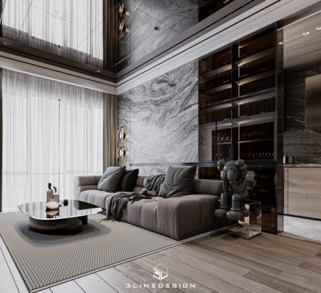 Ninh - 3D Living Room - Kitchen Interior Model Download