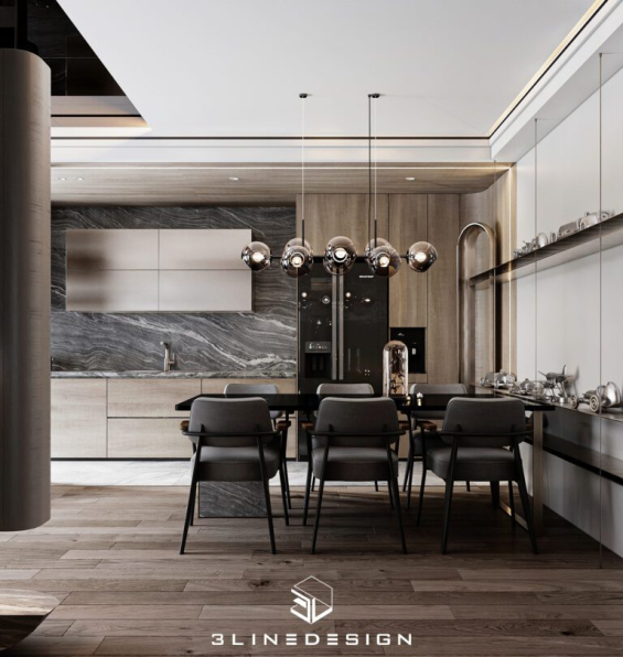 Ninh - 3D Living Room - Kitchen Interior Model Download