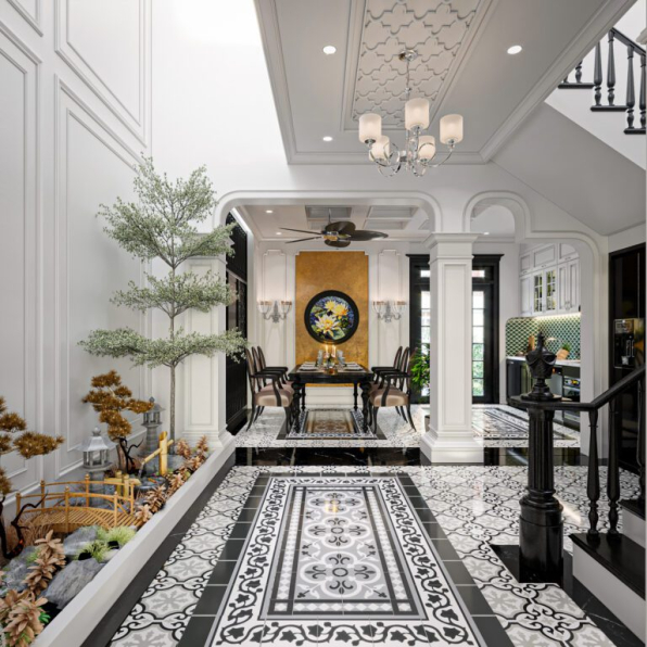 Nguyen Thanh Binh -3D Indochine Living Room - Kitchen Interior Model Download 