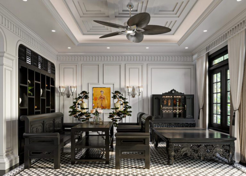 Nguyen Thanh Binh -3D Indochine Living Room - Kitchen Interior Model Download 