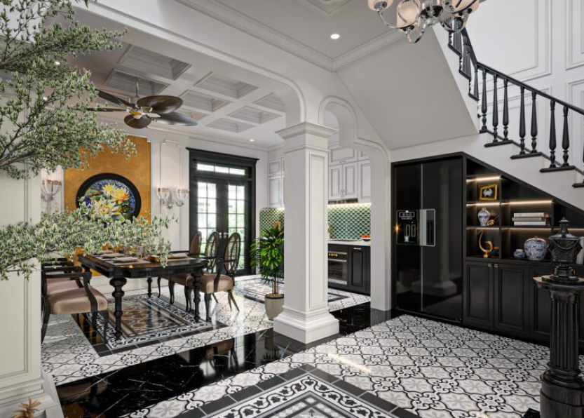 Nguyen Thanh Binh -3D Indochine Living Room - Kitchen Interior Model Download 