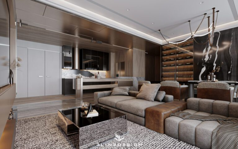 Ninh - 3D Living Room - Kitchen Interior Model Download 