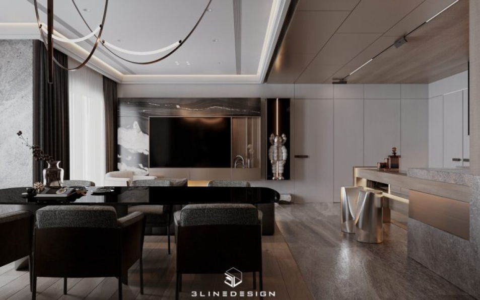 Ninh - 3D Living Room - Kitchen Interior Model Download 