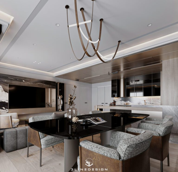 Ninh - 3D Living Room - Kitchen Interior Model Download 