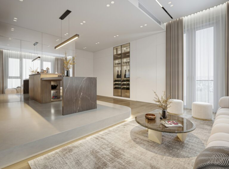 Anh Viet Tran - 3D Living Room - Kitchen Interior Model Download 