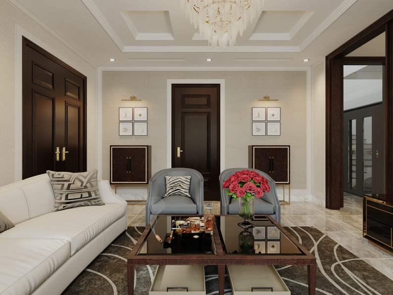 Quang Pham - 3D Living Room - Kitchen Interior Model Download 