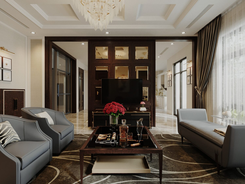 Quang Pham - 3D Living Room - Kitchen Interior Model Download 