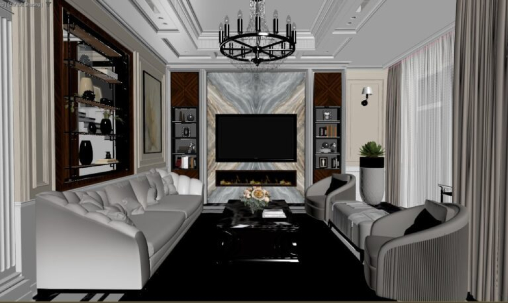 Nguyen The Dinh - 3D Living Room - Kitchen Interior Model Download