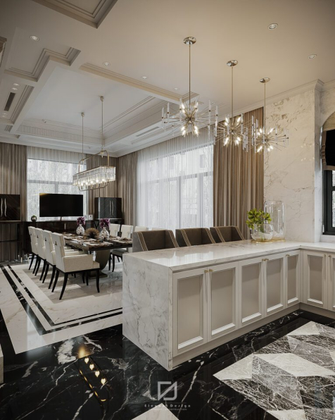 Nguyen The Dinh - 3D Living Room - Kitchen Interior Model Download