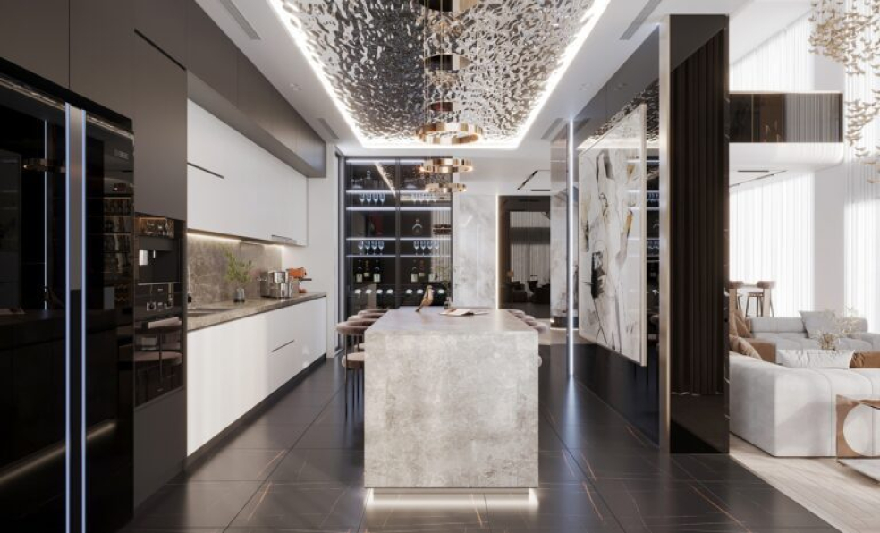 Tran Quang Sang - 3D Living Room - Kitchen Interior Model Download