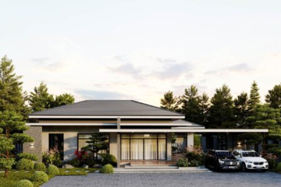 Lai Chung - Free 3D Garden Villas Exterior Model Download 