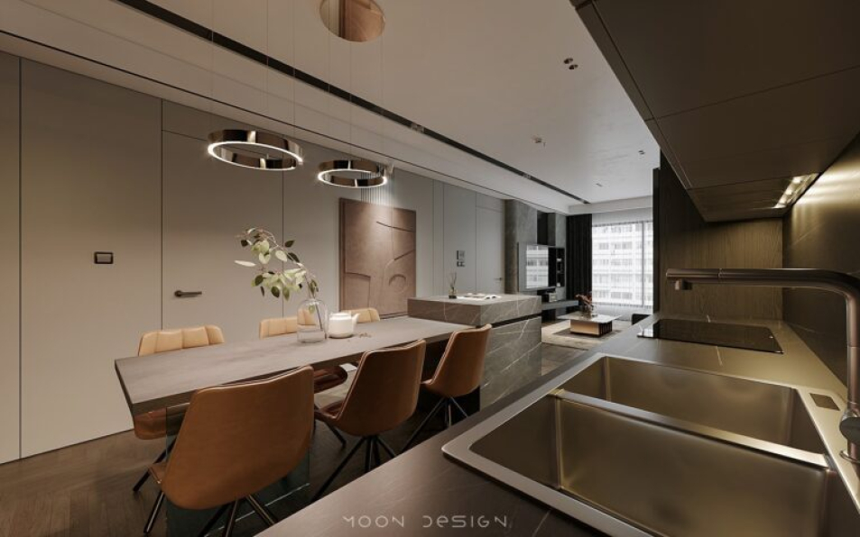 Trung Nghia - 3D Living Room - Kitchen Interior Model Download