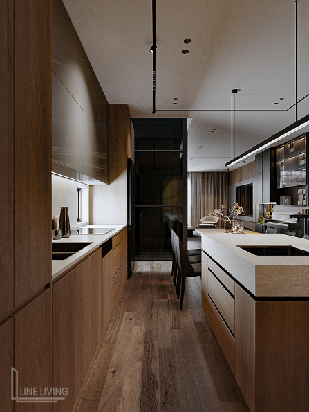  Nghiep Vu - 3D Living Room - Kitchen Interior Model Download