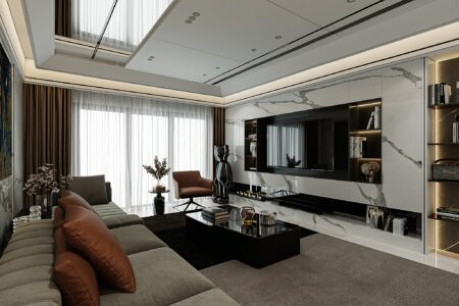 Quyen Linh - 3D Living Room - Kitchen Interior Model Download 