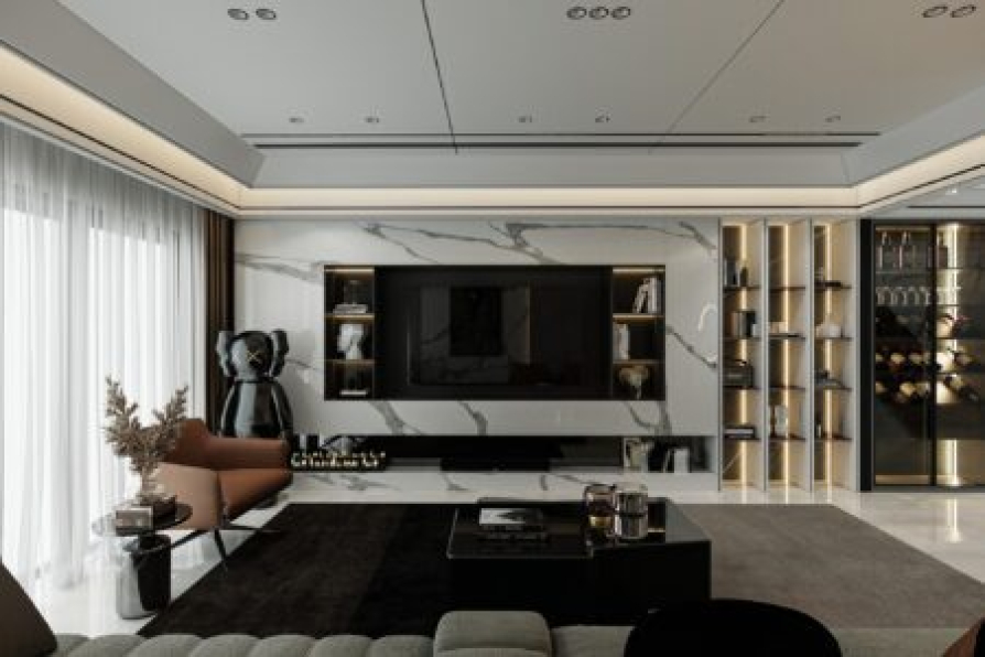 Quyen Linh - 3D Living Room - Kitchen Interior Model Download 