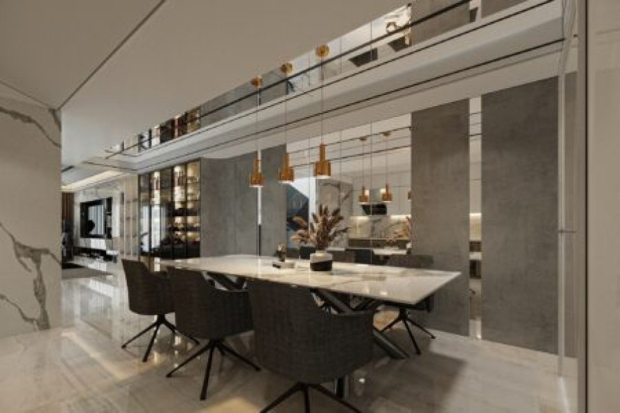 Quyen Linh - 3D Living Room - Kitchen Interior Model Download 