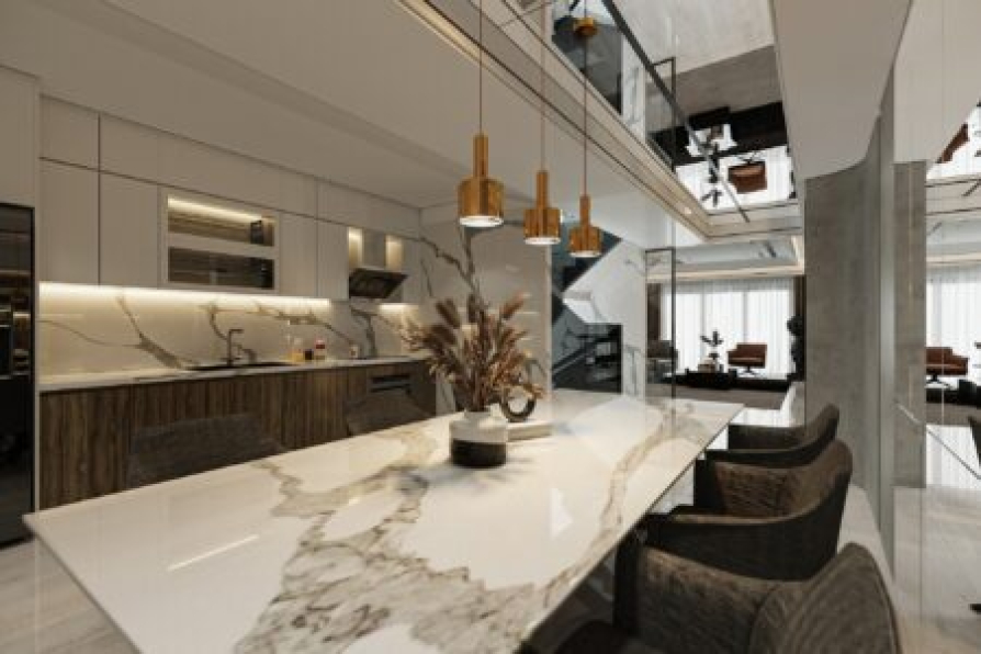 Quyen Linh - 3D Living Room - Kitchen Interior Model Download 