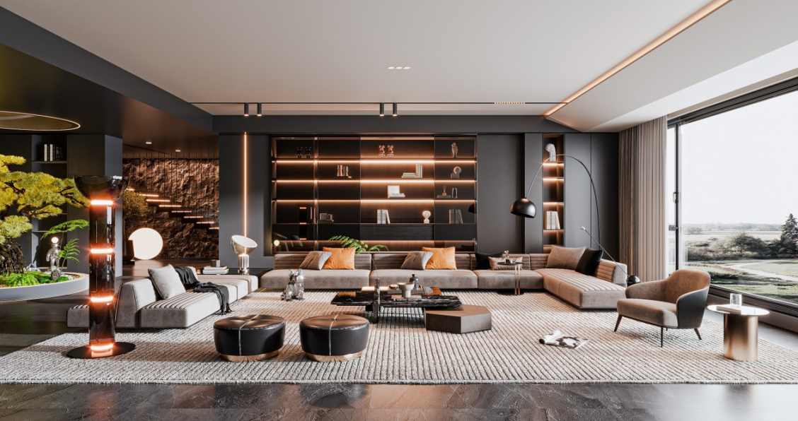 3D Living Room Interior Model Download