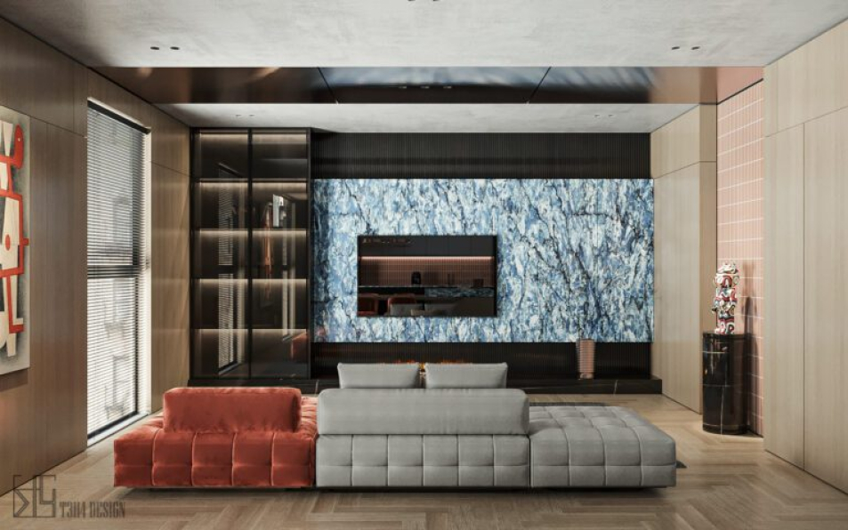 Anh Tehu - 3D Living Room - Kitchen Interior Model Download 