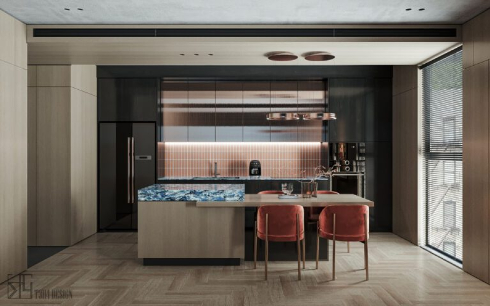 Anh Tehu - 3D Living Room - Kitchen Interior Model Download 