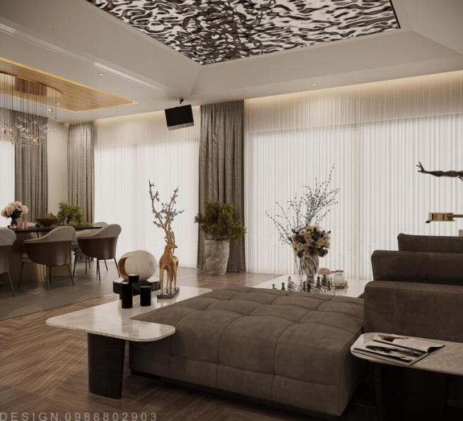 3D Living Room - Kitchen Interior Model Download