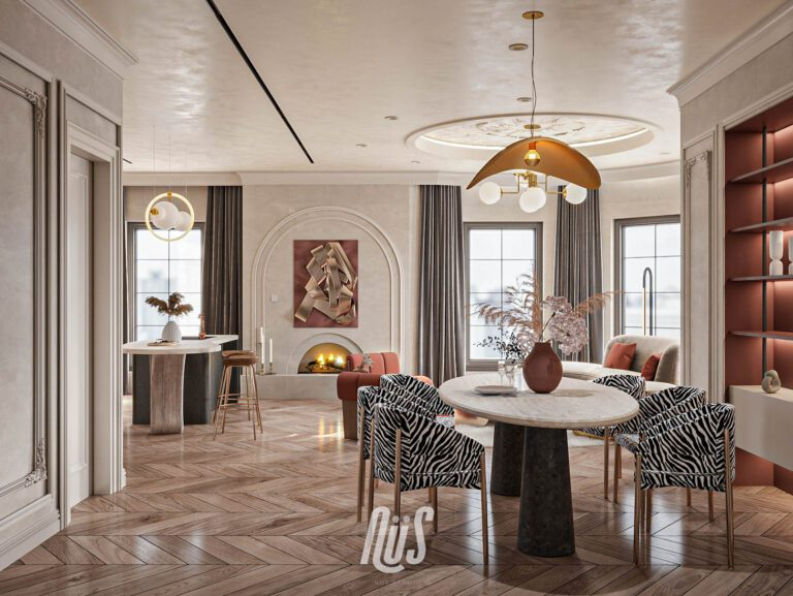 Thu Van - 3D Living Room - Kitchen Interior Model Download