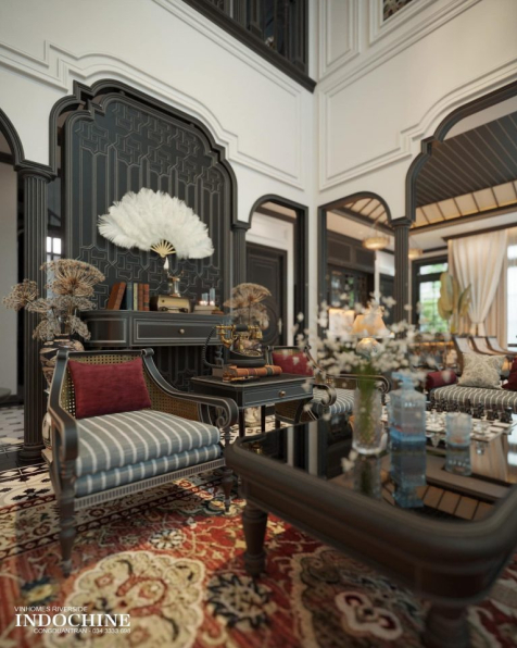 Tran Cong Duan - 3D Indochine Living Room - Kitchen Interior Model Download 