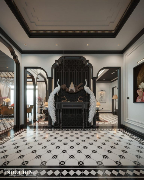 Tran Cong Duan - 3D Indochine Living Room - Kitchen Interior Model Download 