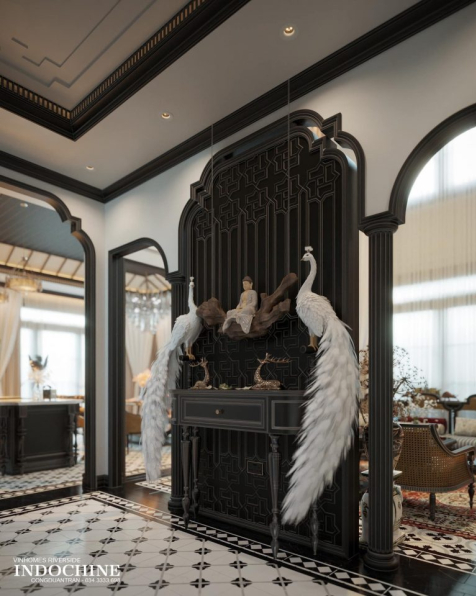 Tran Cong Duan - 3D Indochine Living Room - Kitchen Interior Model Download 