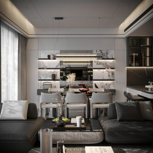 Nguyen Duy Diep - 3D Living Room - Kitchen Interior Model Download 