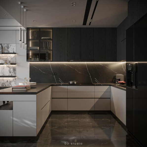 Nguyen Duy Diep - 3D Living Room - Kitchen Interior Model Download 