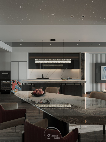 Anh Tu Do 3D Living Room - Kitchen Interior Model Download 