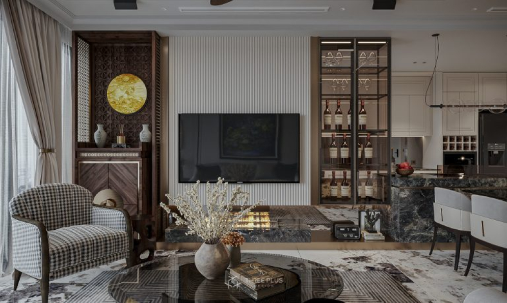 Trung Pham - 3D Living Room - Kitchen Interior Model Download