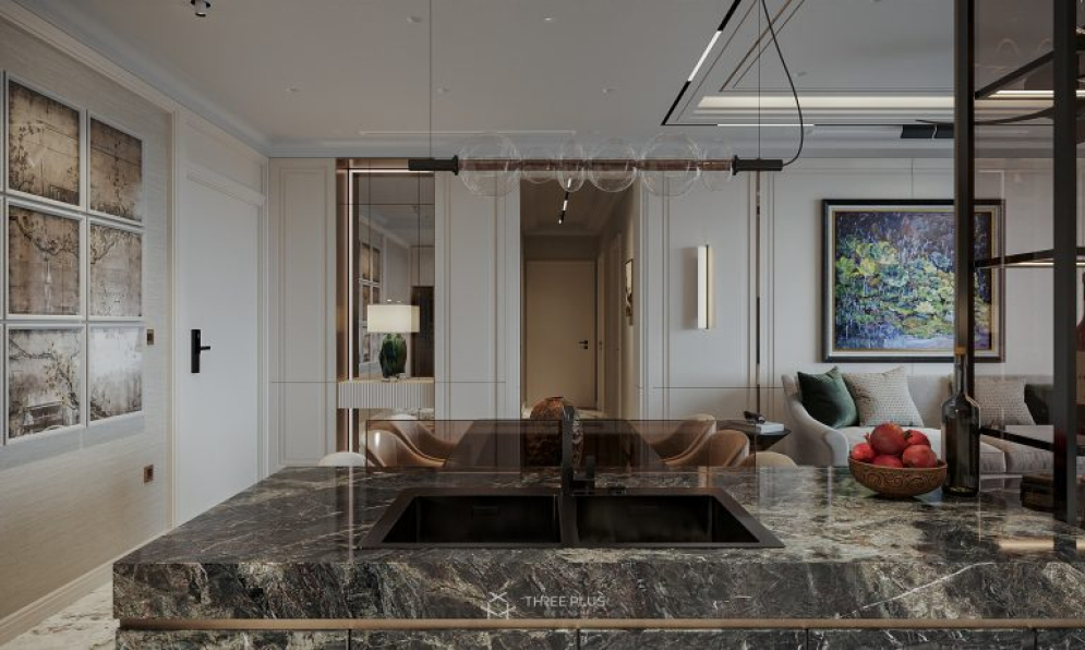 Trung Pham - 3D Living Room - Kitchen Interior Model Download