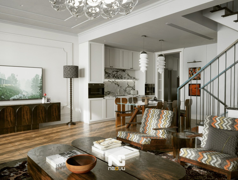 Ngo Dien Vu - 3D Living Room - Kitchen Interior Model Download 