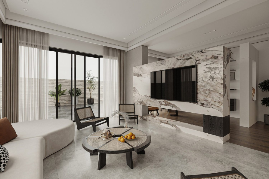 Quyen Linh - 3D Living Room - Kitchen Interior Model Download 