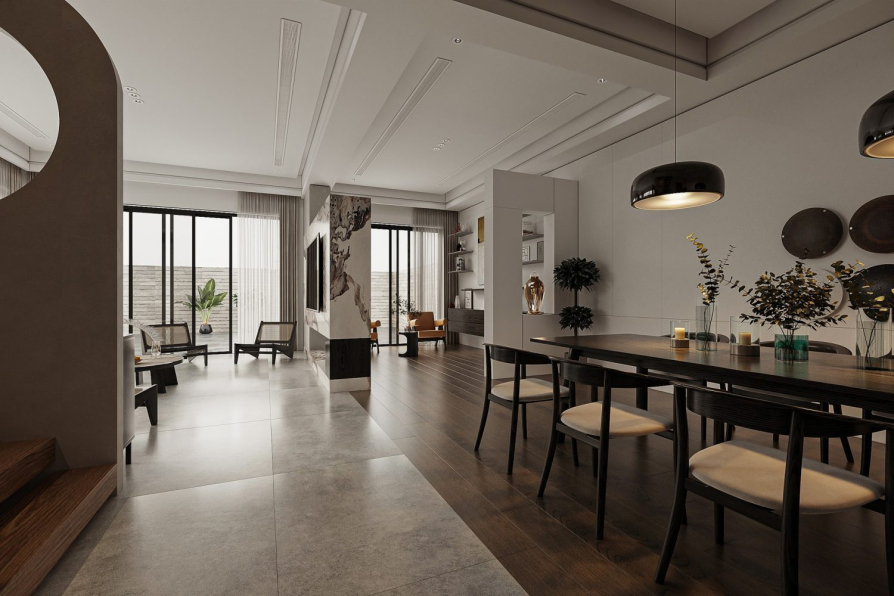 Quyen Linh - 3D Living Room - Kitchen Interior Model Download 