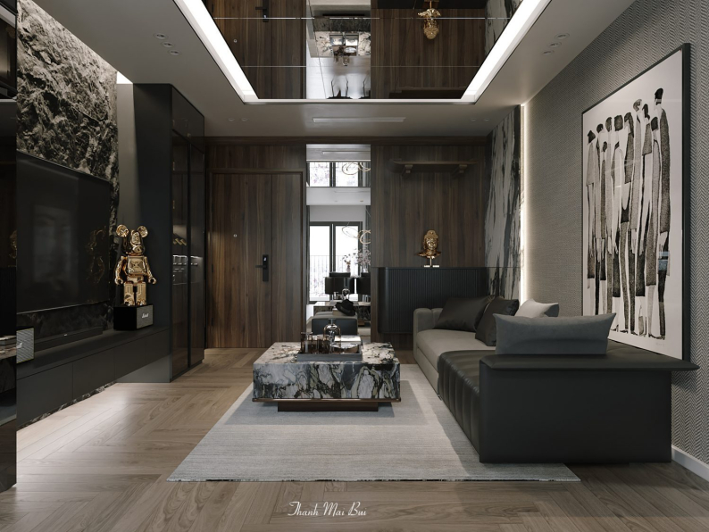 Thanh Mai Bui - 3D Living Room - Kitchen Interior Model Download