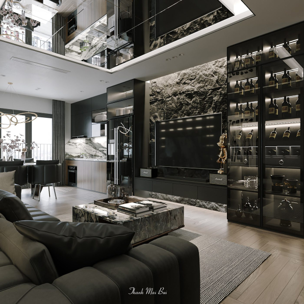 Thanh Mai Bui - 3D Living Room - Kitchen Interior Model Download