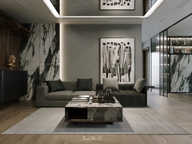 Thanh Mai Bui - 3D Living Room - Kitchen Interior Model Download