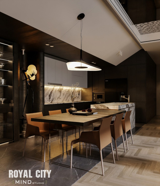 3D Living Room - Kitchen Interior Model Download by Trung Nghia
