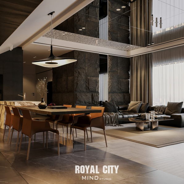 3D Living Room - Kitchen Interior Model Download by Trung Nghia