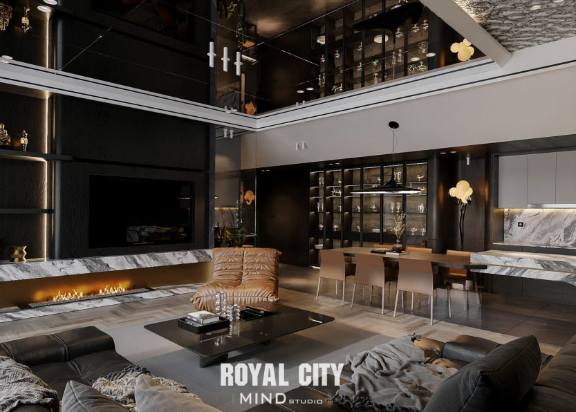 3D Living Room - Kitchen Interior Model Download by Trung Nghia