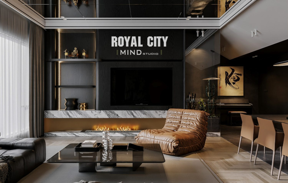 3D Living Room - Kitchen Interior Model Download by Trung Nghia