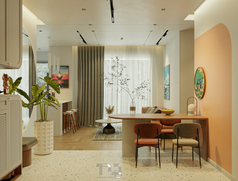 Dang Nam Quang - 3D Living Room - Kitchen Interior Model Download 