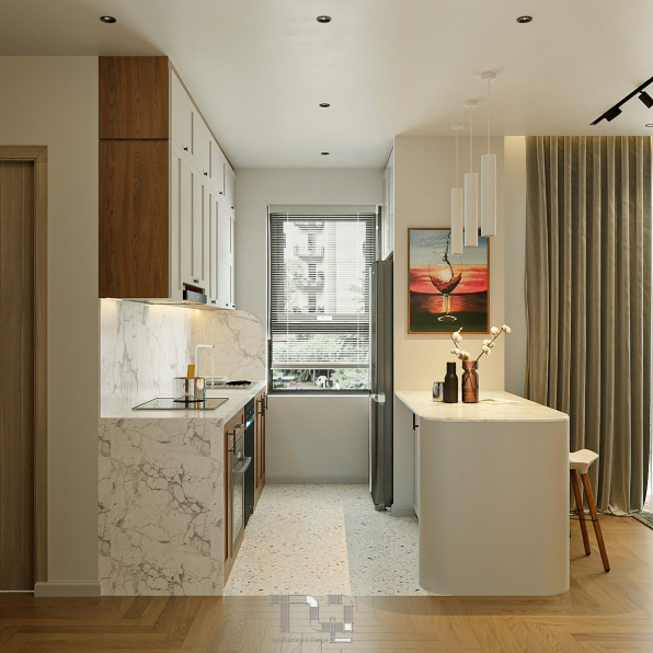 Dang Nam Quang - 3D Living Room - Kitchen Interior Model Download 