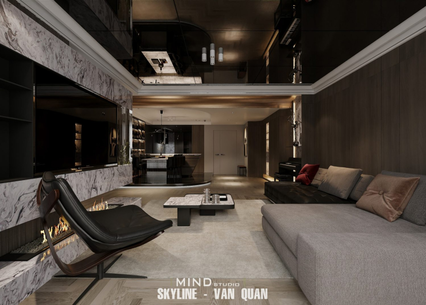 Trung Nghia - 3D Living Room - Kitchen Interior Model Download 